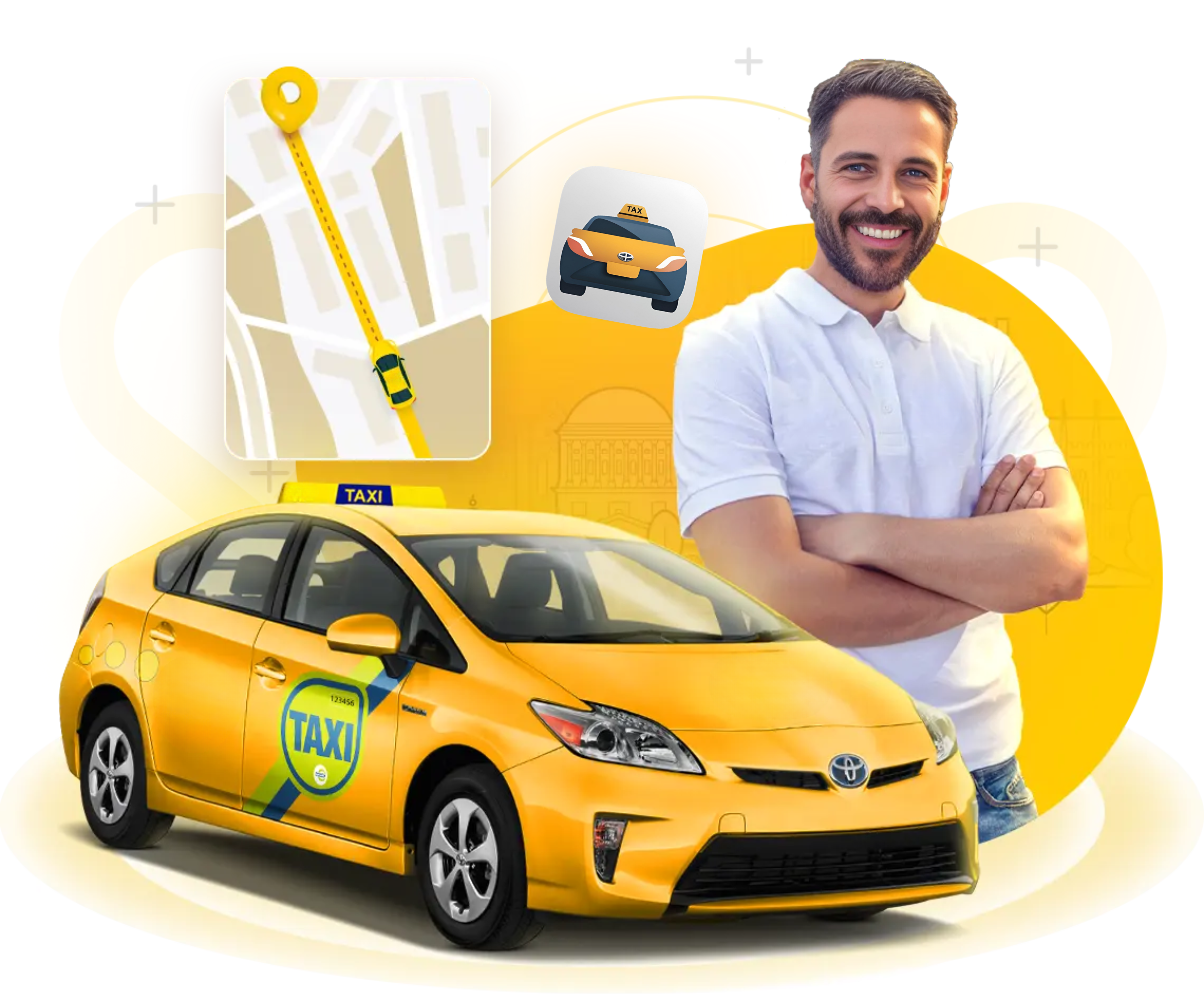 Taxichaufför som visar legitimation och krav för taxi körkort i Sverige